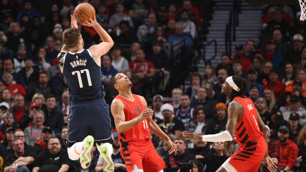 Dallas Mavericks superstar Luka Doncic against the Portland Trail Blazers.